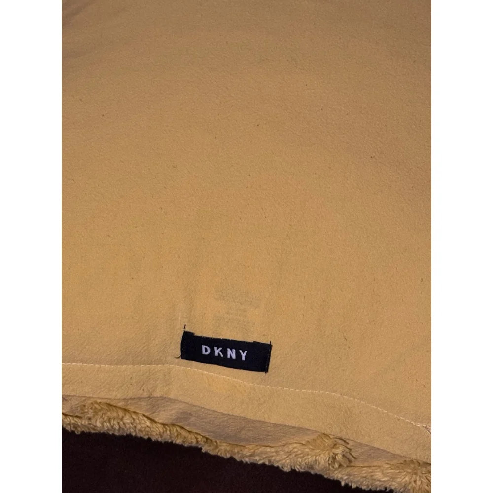 DKNY Textured Pattern Accent Throw Mustard Yellow Pillow 19”X 19” Square Heavy